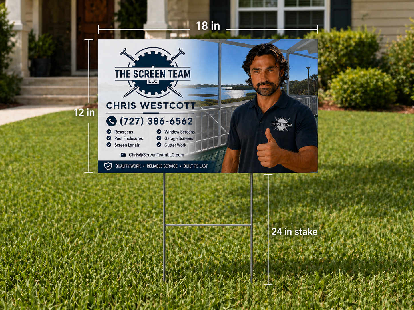 Yard signs and field brand materials for a local trade business